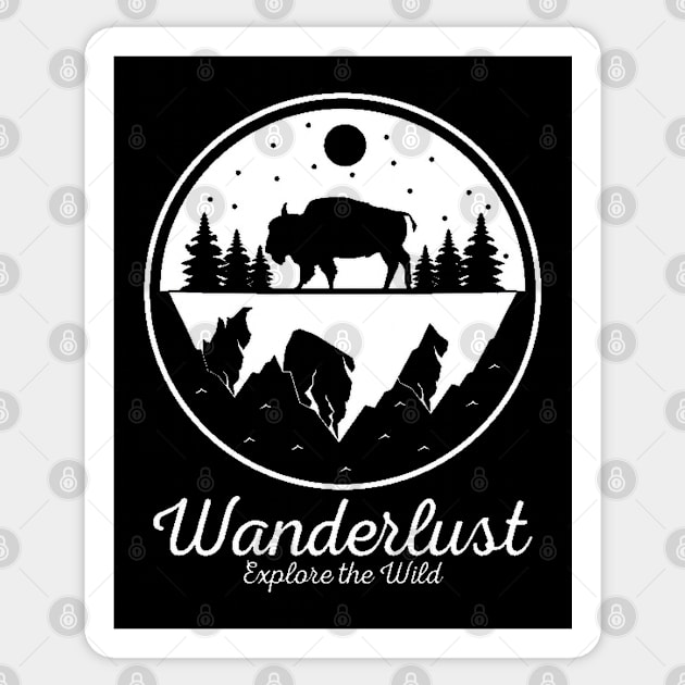 Wanderlust - Travel and Explore The Wild - Globetrotter Quote Sticker by bigbikersclub